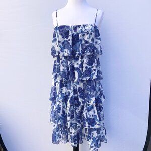 CAROLINE CONTRAS Floral Ruffled Dress Size L